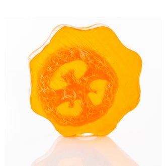 Tranche de savon artisanal Loofah Orange